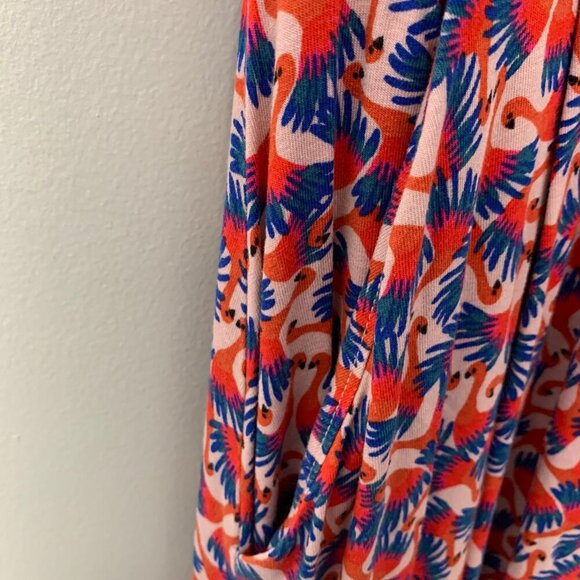 Boden flamingo strappy deep scoop below knee jersey knit midi dress with pockets - Picture 7 of 12